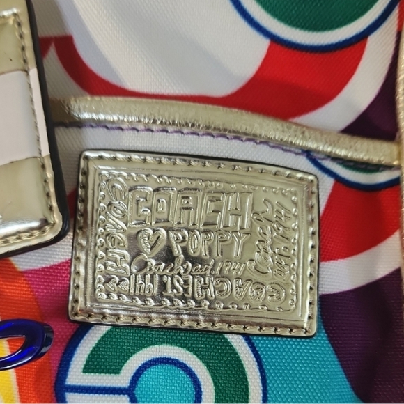 Coach Poppy Rare Multicolor Tote with Gold Accents - Picture 3 of 9